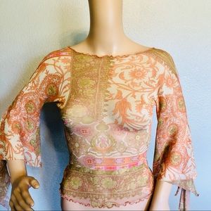 bebe sheer fitted blouse